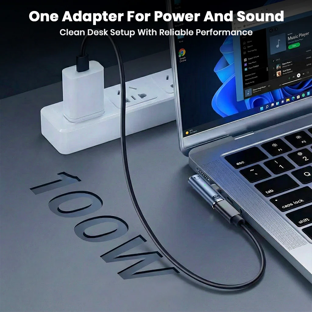 AUDIOCULAR – A14X 100W 2-In-1 Type C to Type-C/3.5mm Audio Adapter - Image 13