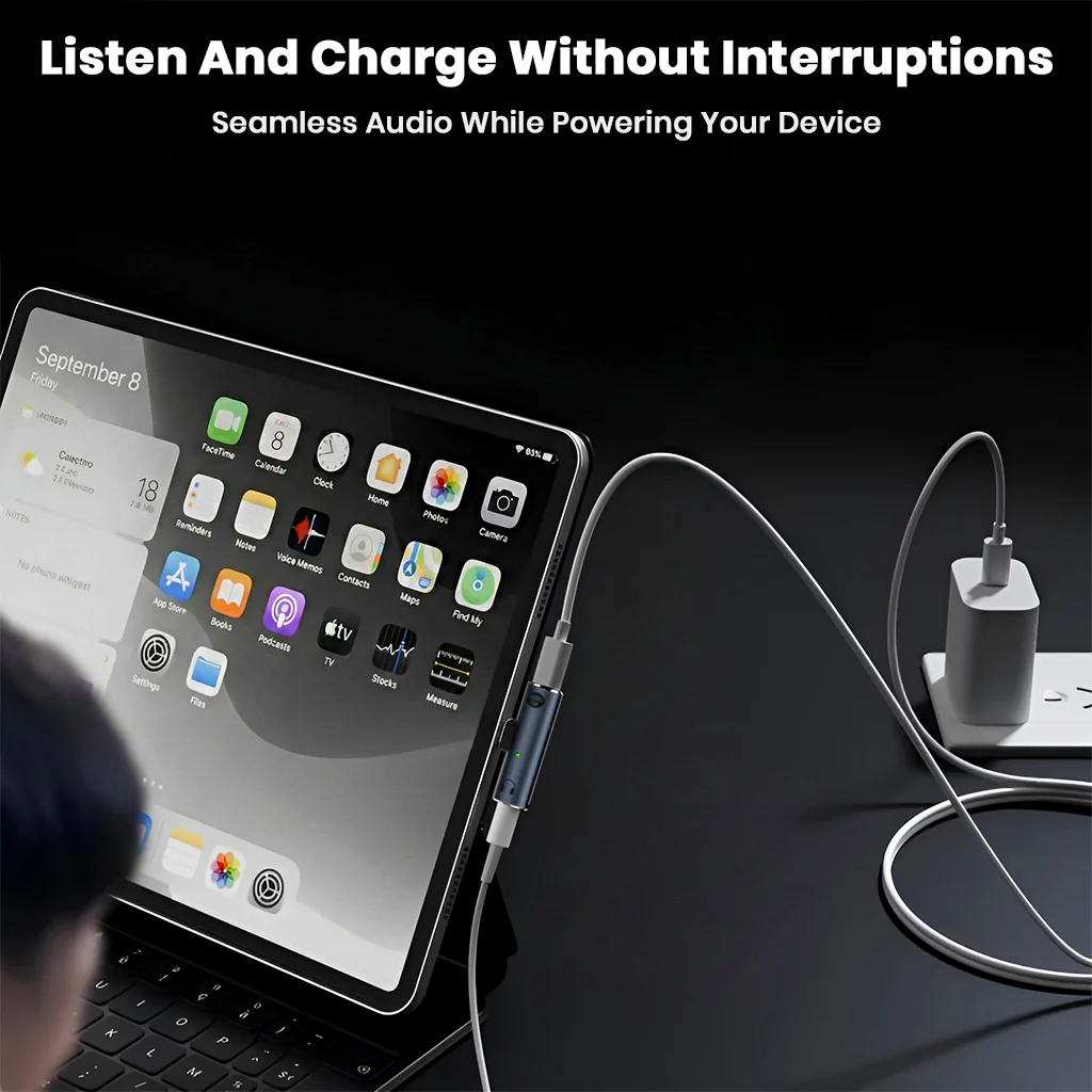AUDIOCULAR – A14X 100W 2-In-1 Type C to Type-C/3.5mm Audio Adapter - Image 6