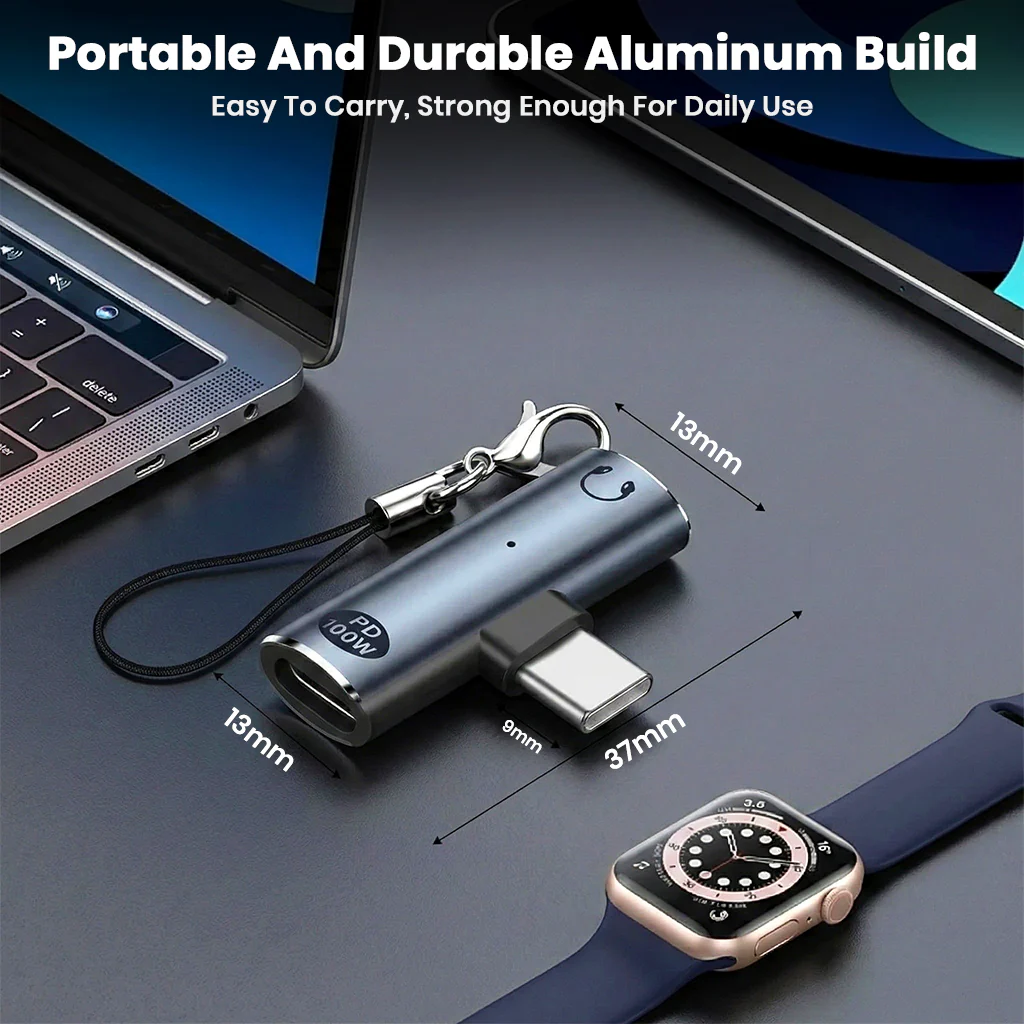 AUDIOCULAR – A14X 100W 2-In-1 Type C to Type-C/3.5mm Audio Adapter - Image 9