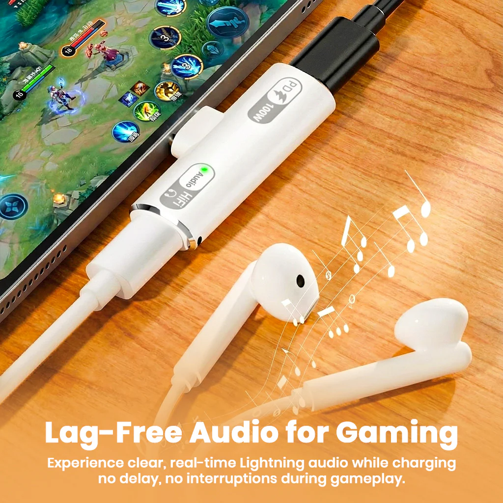 AUDIOCULAR – A15X 100W 2-In-1 Type C to Type-C/Lightning Audio Adapter - Image 8