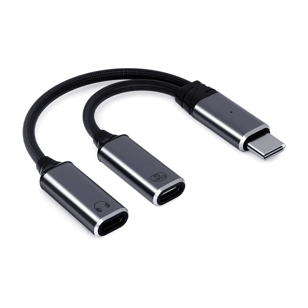 AUDIOCULAR D20 2-in-1 Type-C to Type-C 100W PD & Audio Female Lightning Port