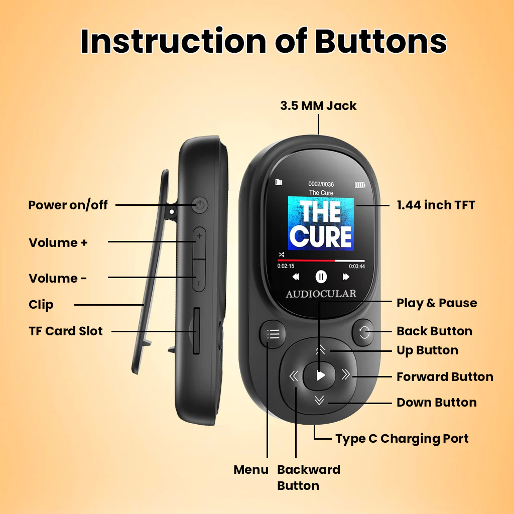 AUDIOCULAR - M11 Portable Mp3 Player with Clip Design - Image 9