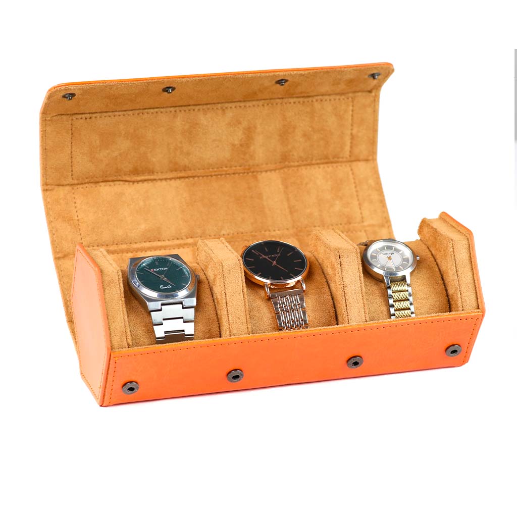 TECPHILE- RESO Watch Box Holder Organizer Case with 3 Slot