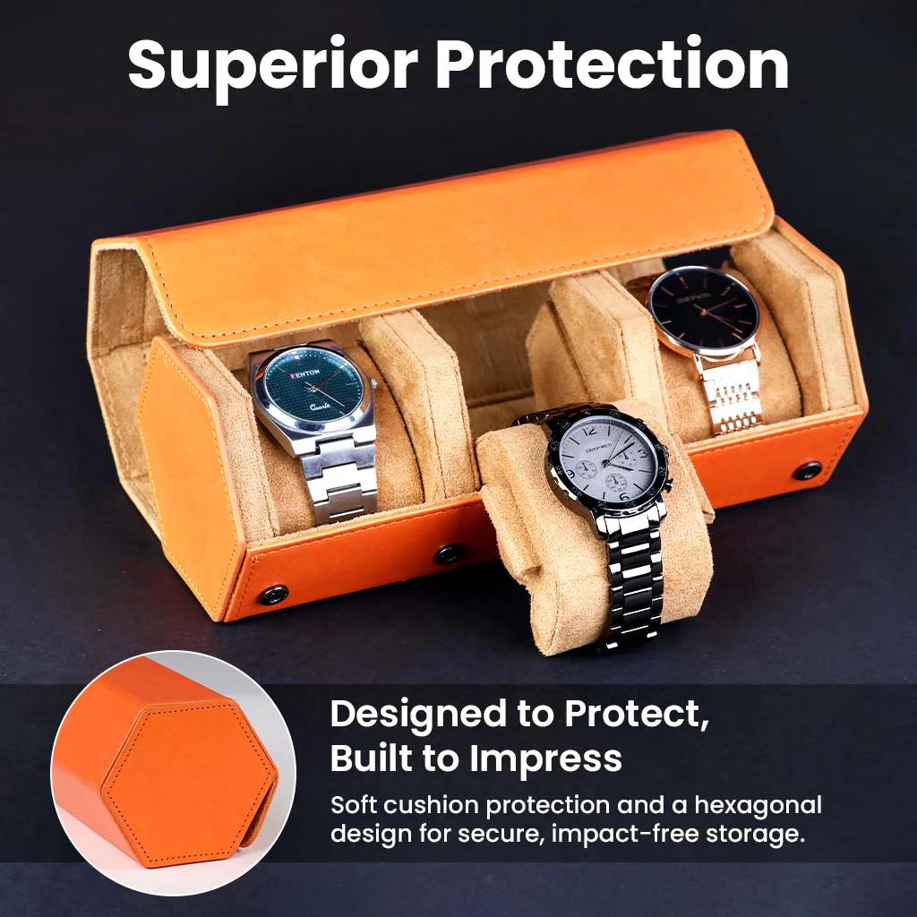 TECPHILE- RESO Watch Box Holder Organizer Case with 3 Slot - Image 3