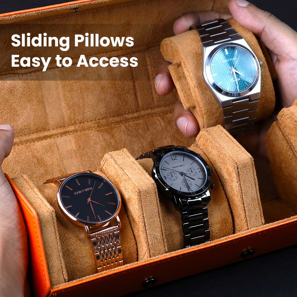 TECPHILE- RESO Watch Box Holder Organizer Case with 3 Slot - Image 5