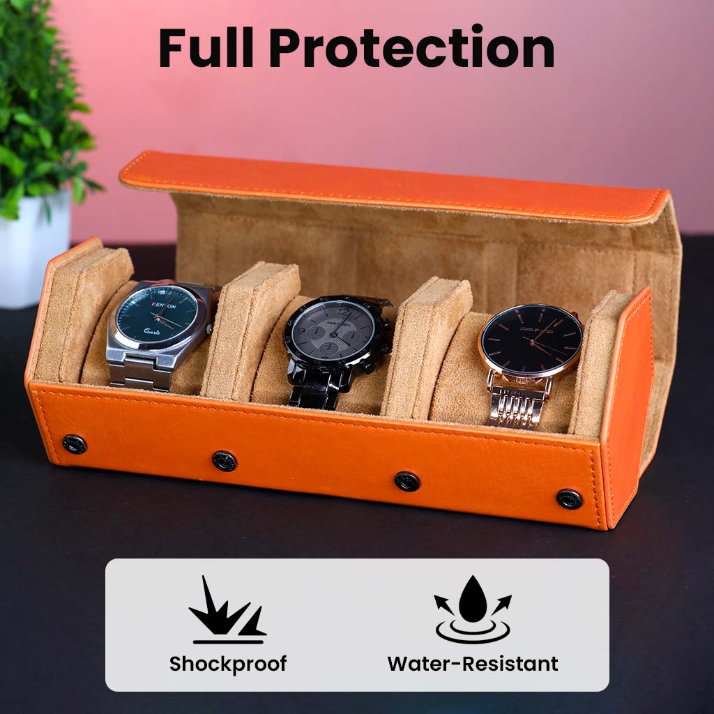 TECPHILE- RESO Watch Box Holder Organizer Case with 3 Slot - Image 8