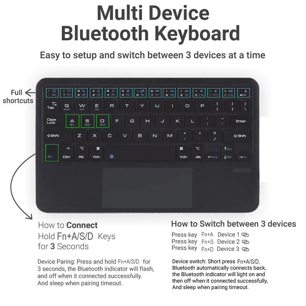 TECPHILE - B102 Wireless Keyboard with Touchpad - Image 11