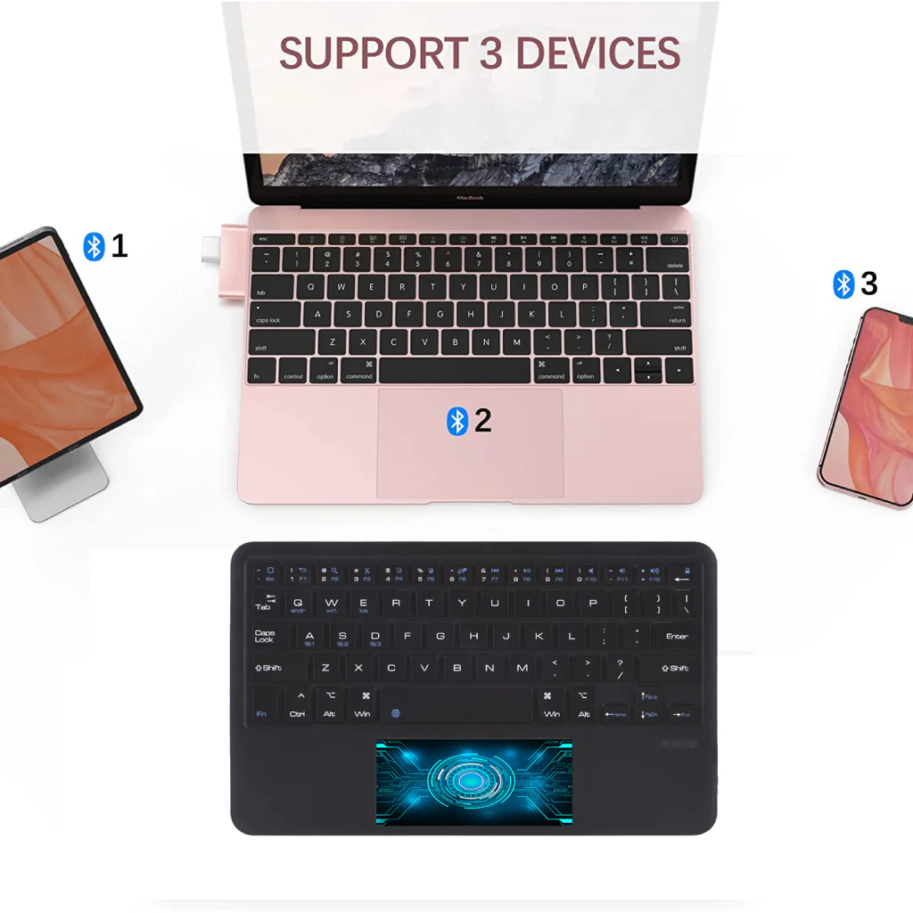 TECPHILE - B102 Wireless Keyboard with Touchpad - Image 14