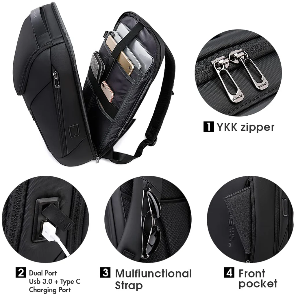 BANGE - 2517 23L Smart Travel Backpack with Charging Port - Image 4