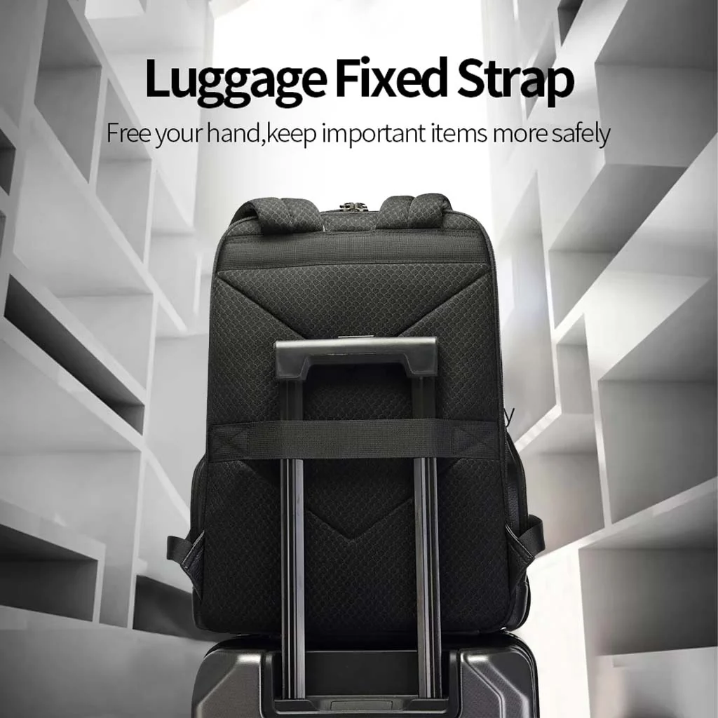 BANGE 6627 18L Genuine Leather Backpack Bag Fit for 15.6'' Laptop - Image 9