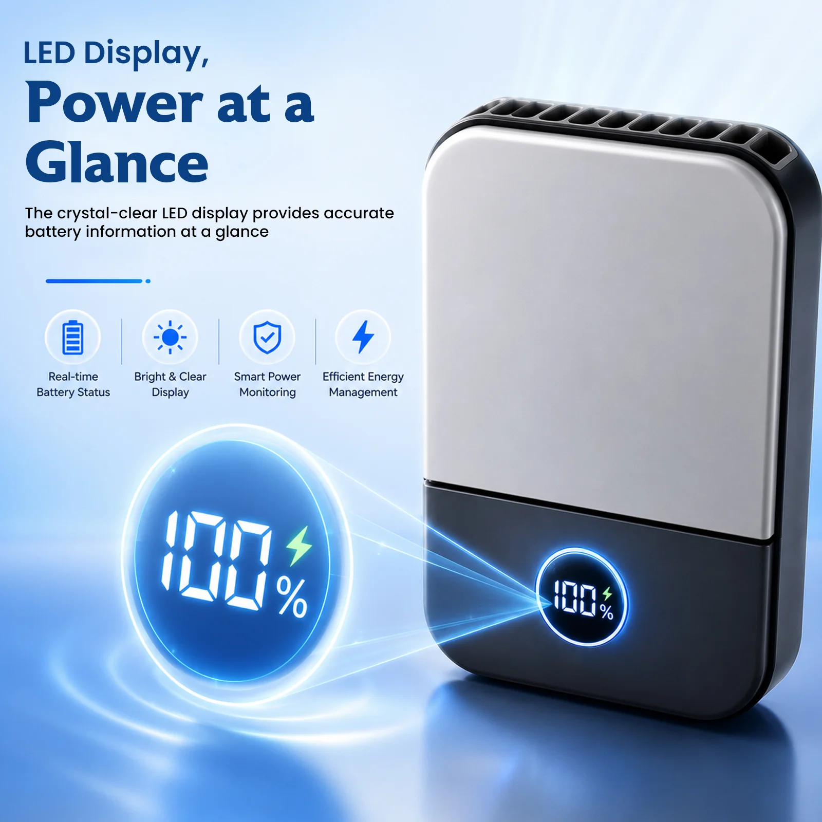 DQ205 Portable Neck Fan with LCD Display Rechargeable & 3-Speed Airflow - Image 11