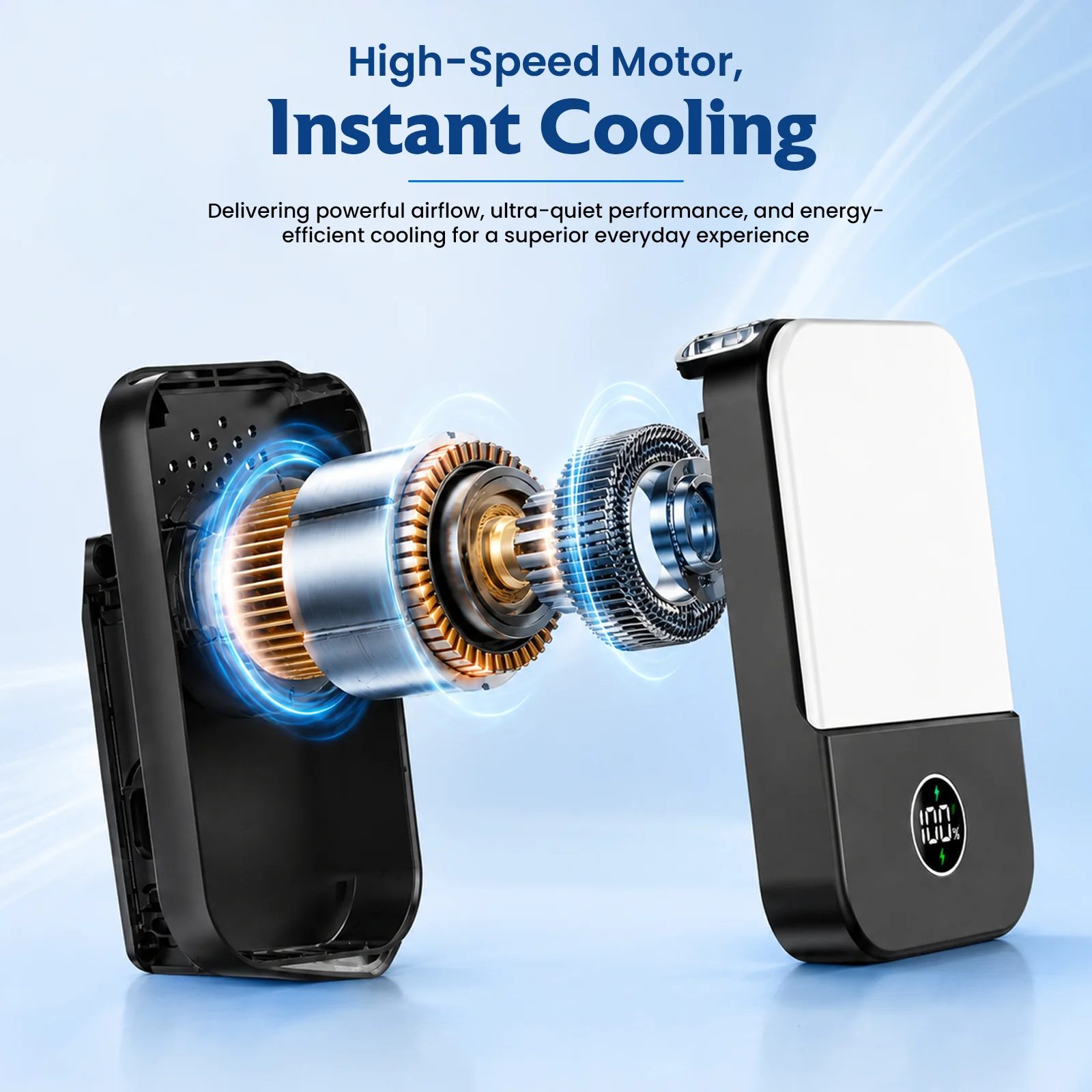 DQ205 Portable Neck Fan with LCD Display Rechargeable & 3-Speed Airflow - Image 5
