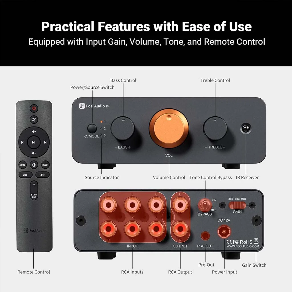 Fosi Audio- P4 Mini Preamp Headphone Amplifier - Image 3