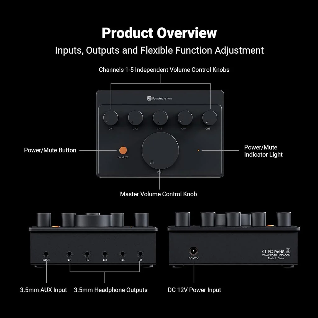 Fosi Audio PH05 HiFi Headphone Splitter / Amplifier - Image 11