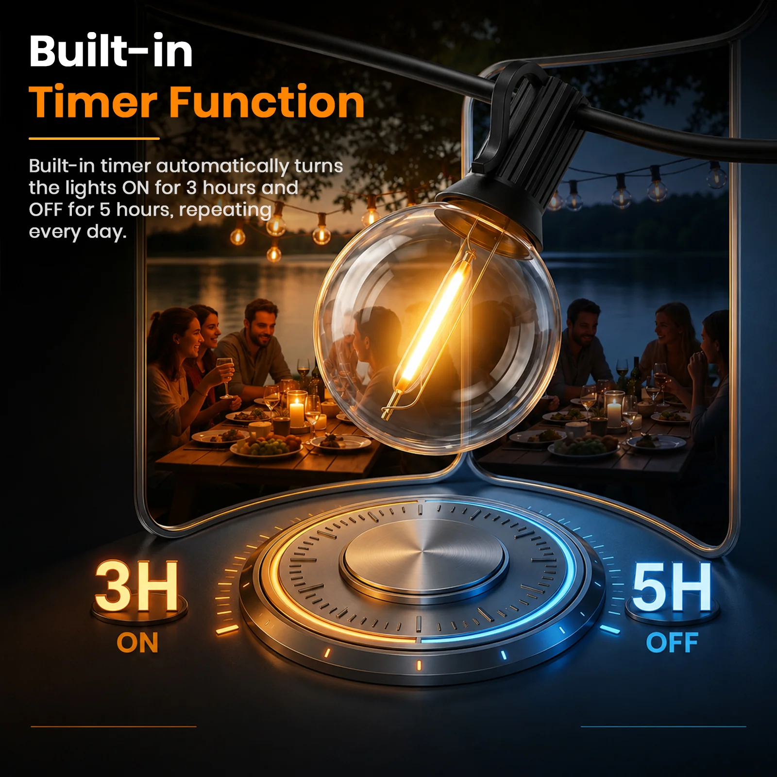 G40 Outdoor String Lights 50ft Decorative 24V Light Dimmable with Remote - Image 8