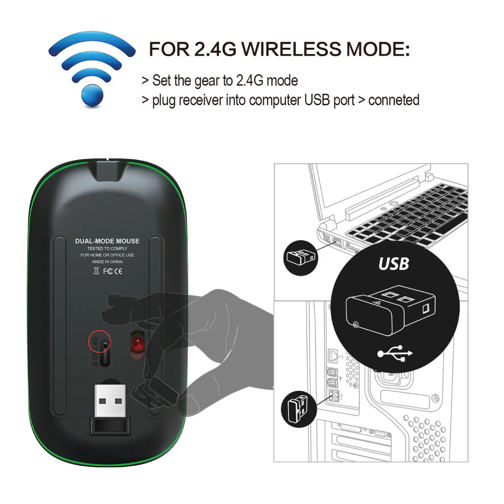 HXSJ - T18  Dual Mode Wireless Mouse - Image 10