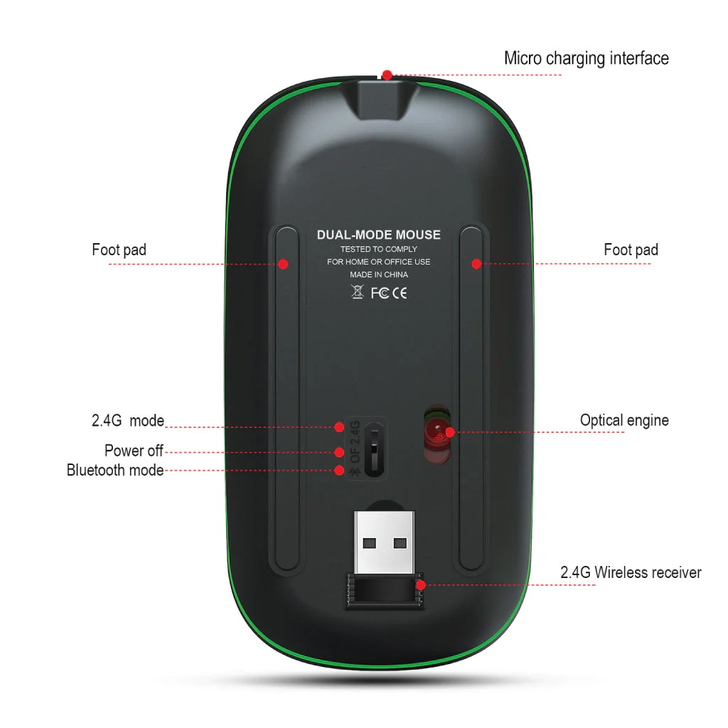 HXSJ - T18  Dual Mode Wireless Mouse - Image 19