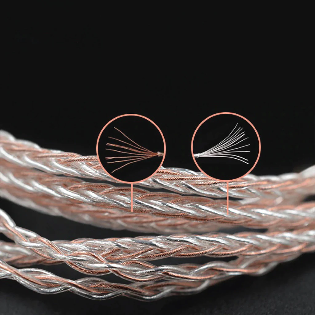 KZ - 4 Core Copper Silver Upgrade Cable For IEM - Image 4
