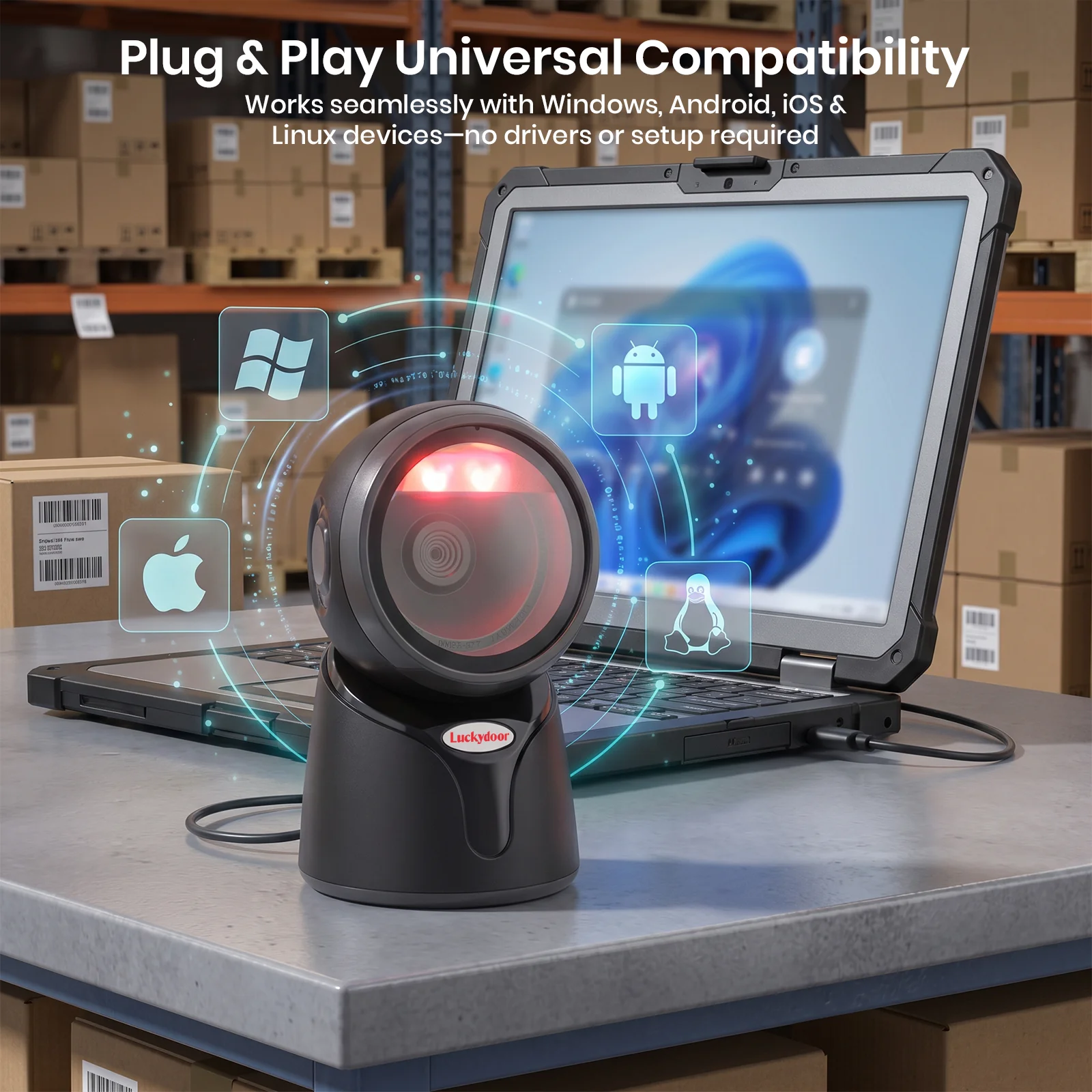 Luckydoor- 2D & 1D USB Wired Qr Code Reader Omnidirectional Barcode Scanner - Image 11