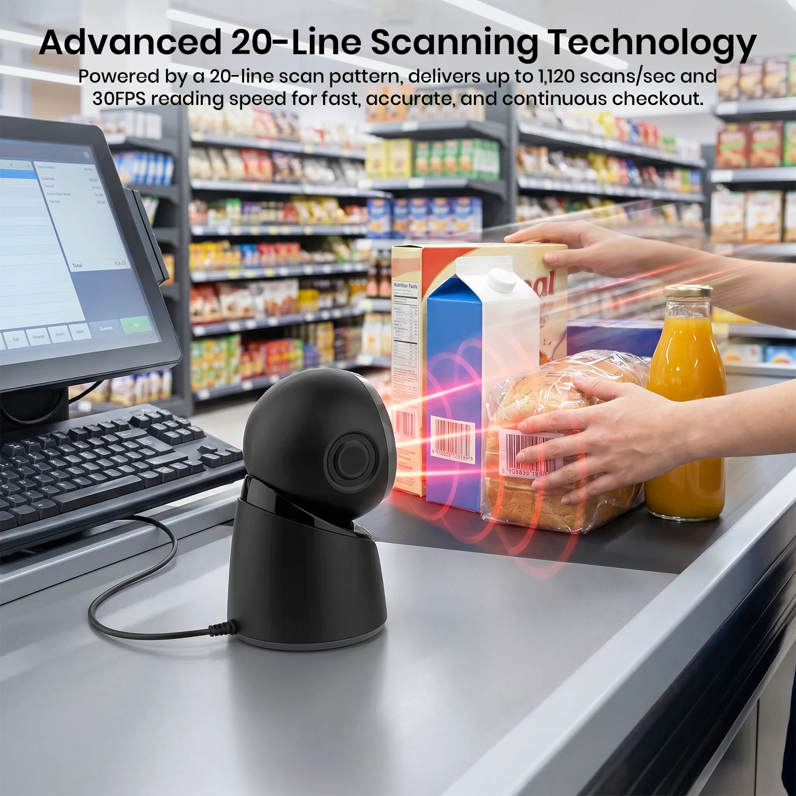 Luckydoor- 2D & 1D USB Wired Qr Code Reader Omnidirectional Barcode Scanner - Image 4