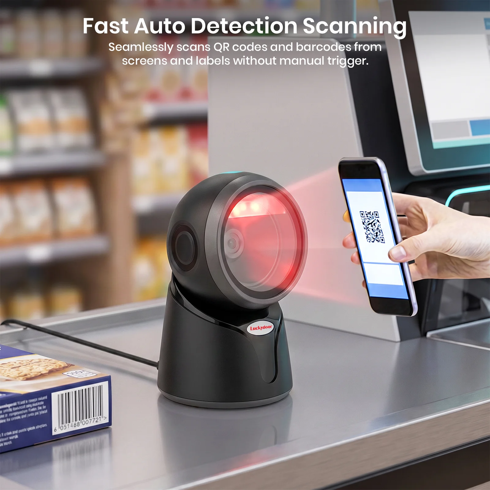 Luckydoor- 2D & 1D USB Wired Qr Code Reader Omnidirectional Barcode Scanner - Image 6