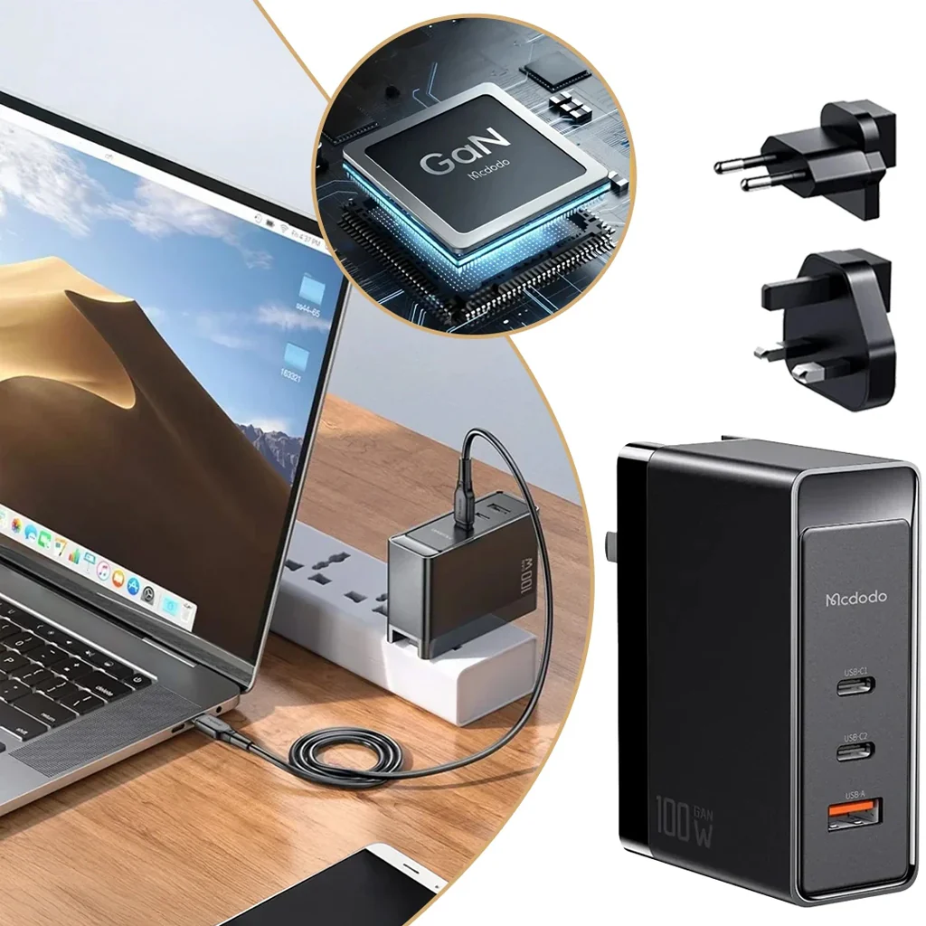MCDODO- 100W Gan Charger with EU, UK plugs (CH-8101 Pro) - Image 9