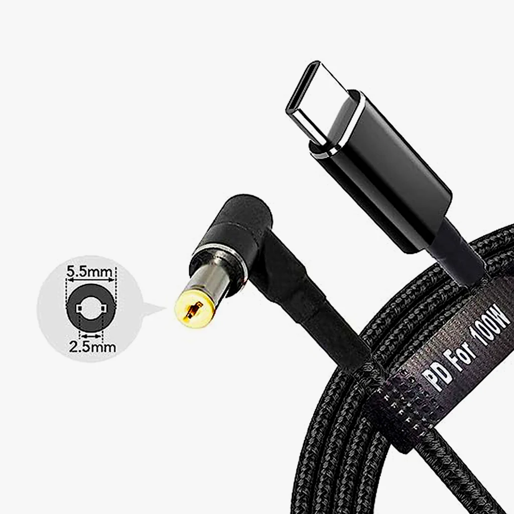 TECPHILE - 100W Type C PD to 5.5x2.5mm Laptop Cable - Image 5