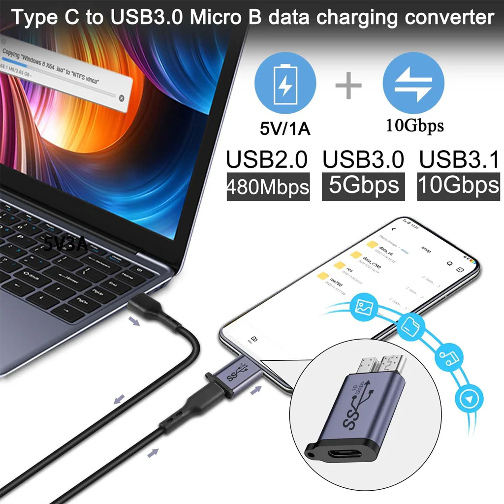 TECPHILE - 10Gbps USB-C/USB-A to Micro B Data Transfer Converter - Image 22