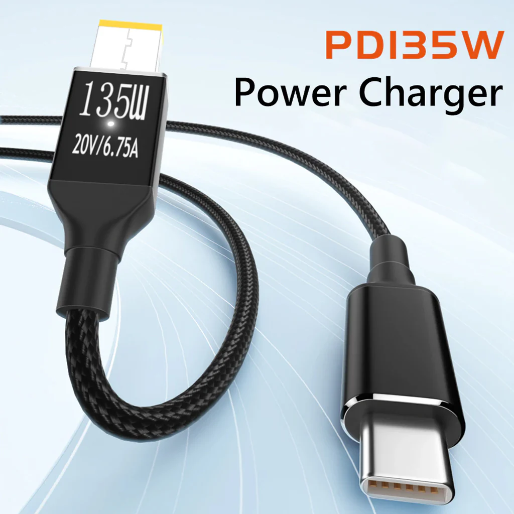 TECPHILE - 135W Type C PD to Square Plug Lenovo Laptop Cable - Image 4