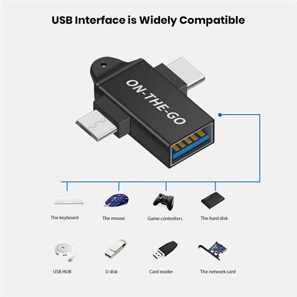 TECPHILE- 2-in-1 Micro Type-C & Type-C Male to USB-A Female Adapter - Image 3