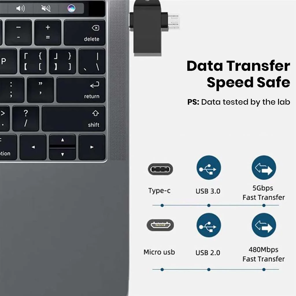 TECPHILE- 2-in-1 Micro Type-C & Type-C Male to USB-A Female Adapter - Image 5