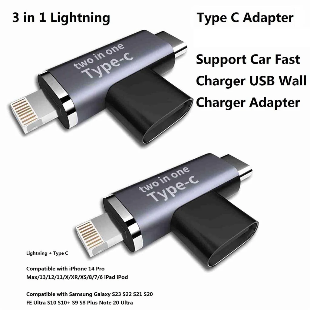 TECPHILE- 2-in-1 Type-C Female to USB-C Male/Lightning Male Splitter Adapter - Image 8