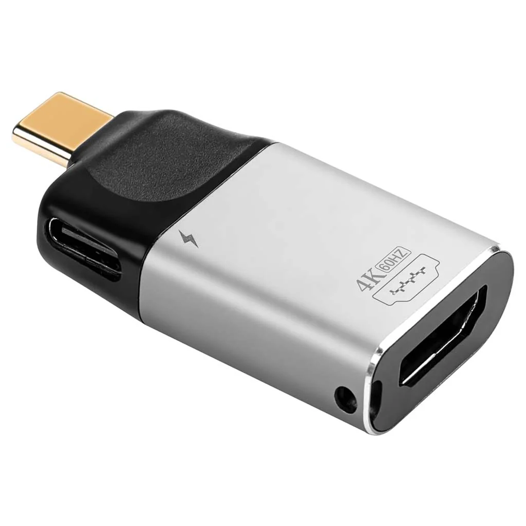 TECPHILE - 2-in-1 Type-C Male to HDMI 2.0  + Type-C 100W PD Female Adapter