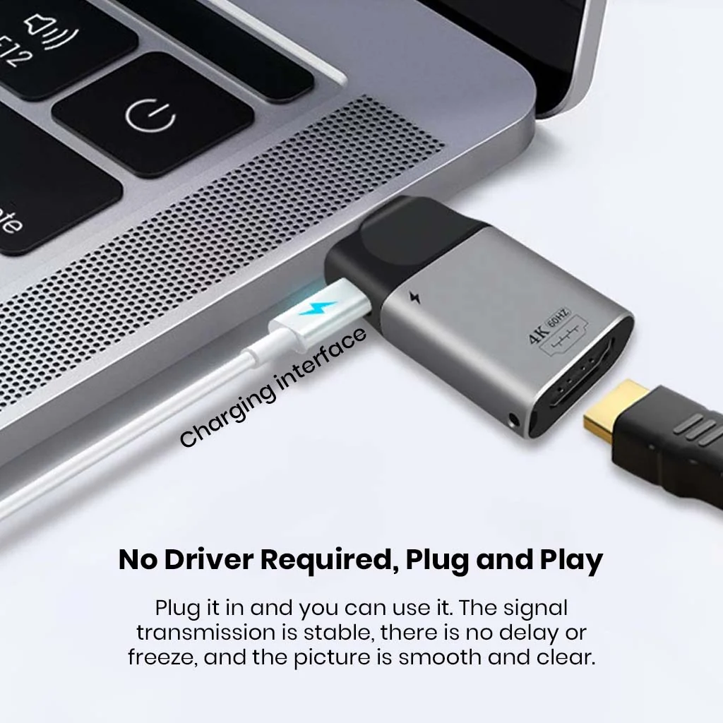 TECPHILE - 2-in-1 Type-C Male to HDMI 2.0  + Type-C 100W PD Female Adapter - Image 5