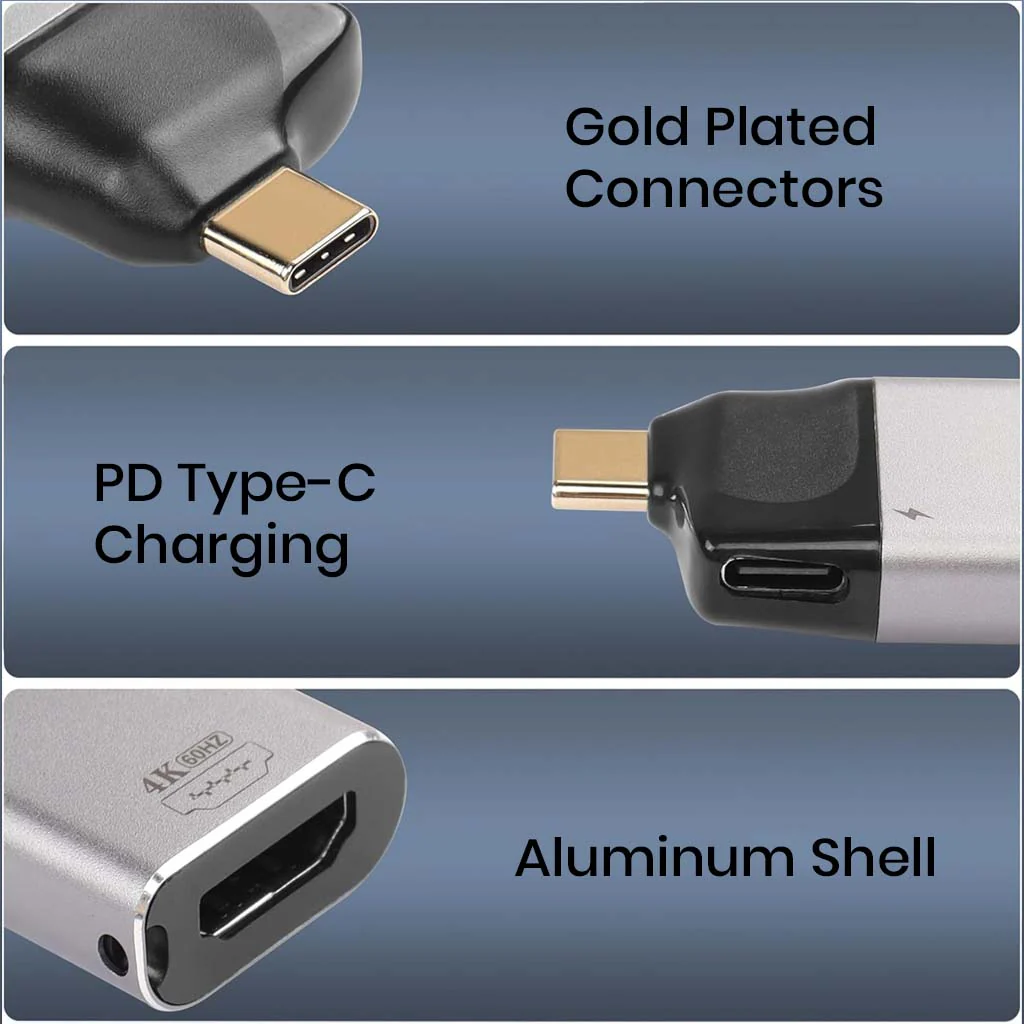 TECPHILE - 2-in-1 Type-C Male to HDMI 2.0  + Type-C 100W PD Female Adapter - Image 7