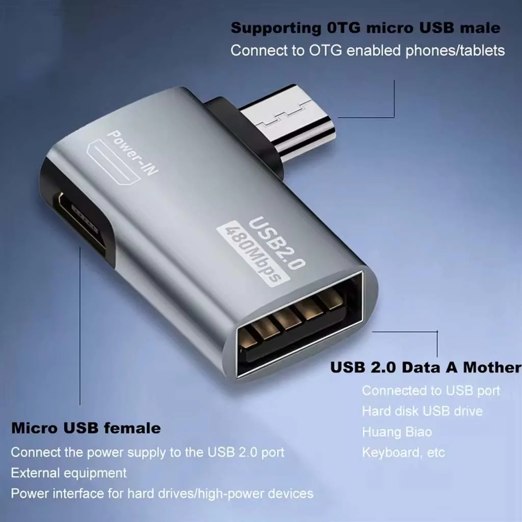 TECPHILE- 2 in 1 USB A 2.0 to Micro USB Male OTG Adapter Connector - Image 6