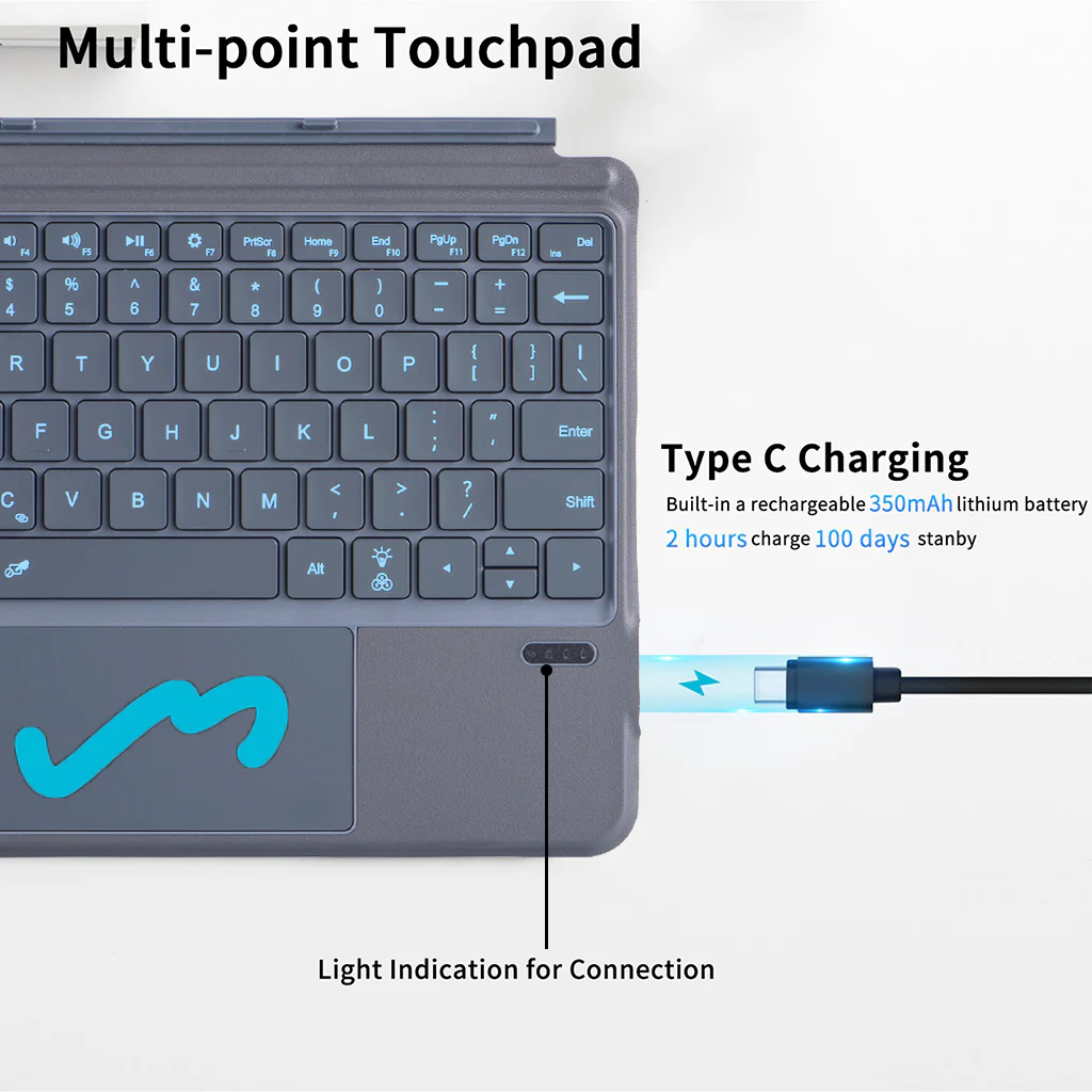 TECPHILE 2087D Wireless Keyboard for Surface Go/Go2/Go3 - Image 7
