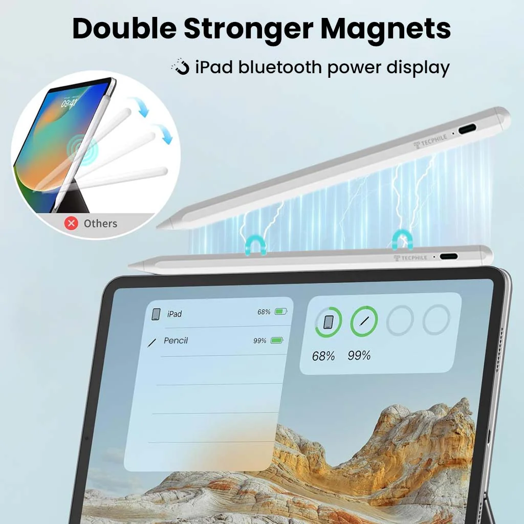 TECPHILE 314A Bluetooth iPad Pencil for 2018 2025 Models - Image 6