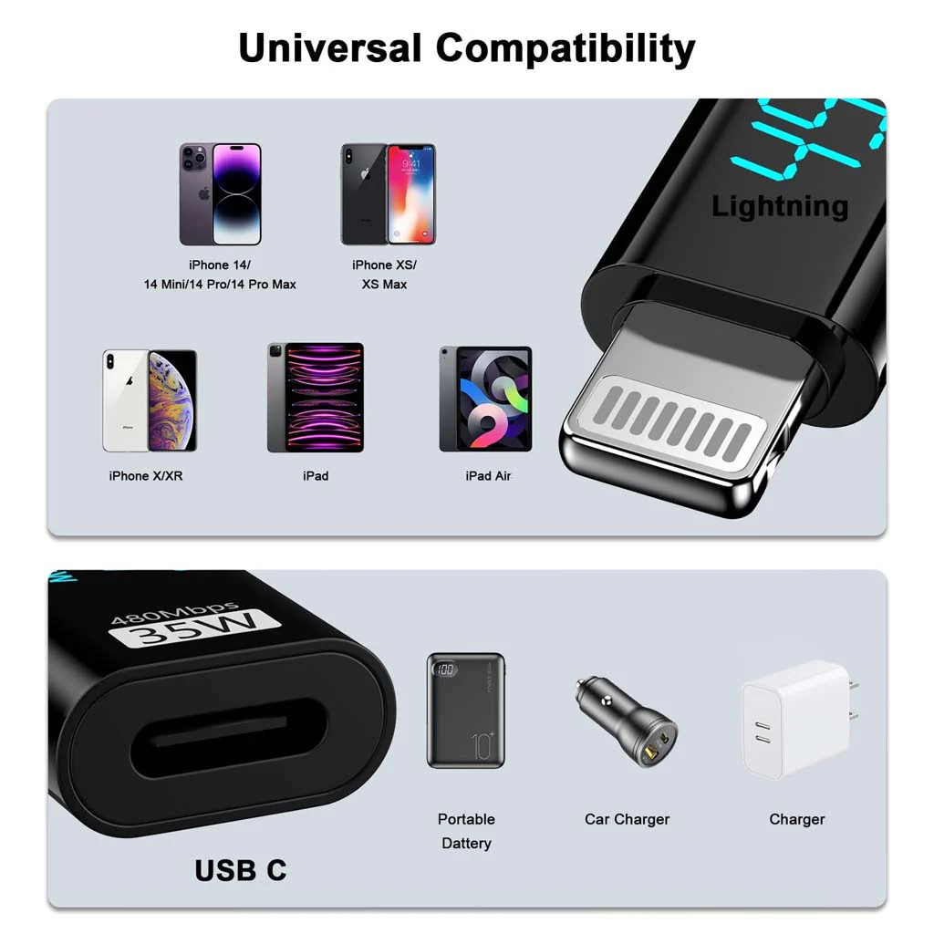TECPHILE- 35W Type-C to Lightning Fast Charging Adapter - Image 7