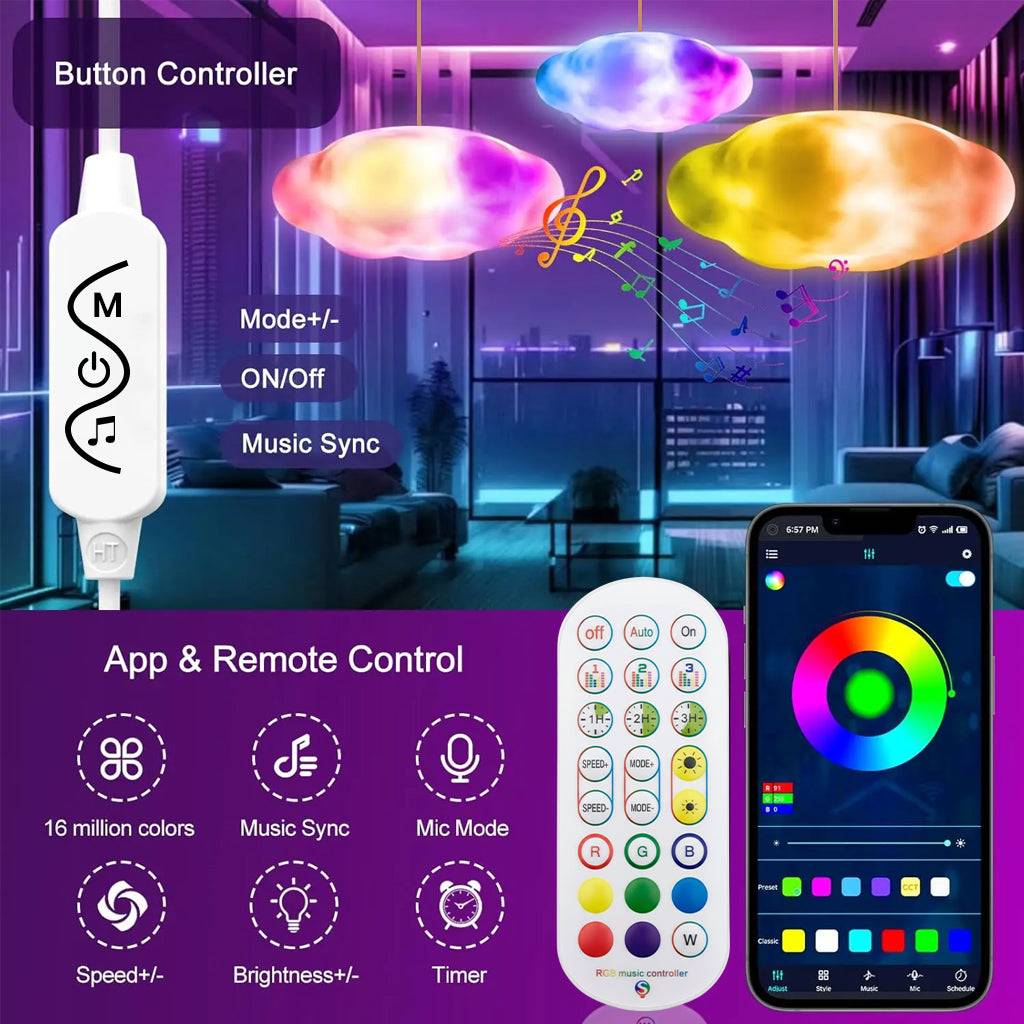 TECPHILE - 3D Customizable DIY Cloud Light with App & Remote Control - Image 2