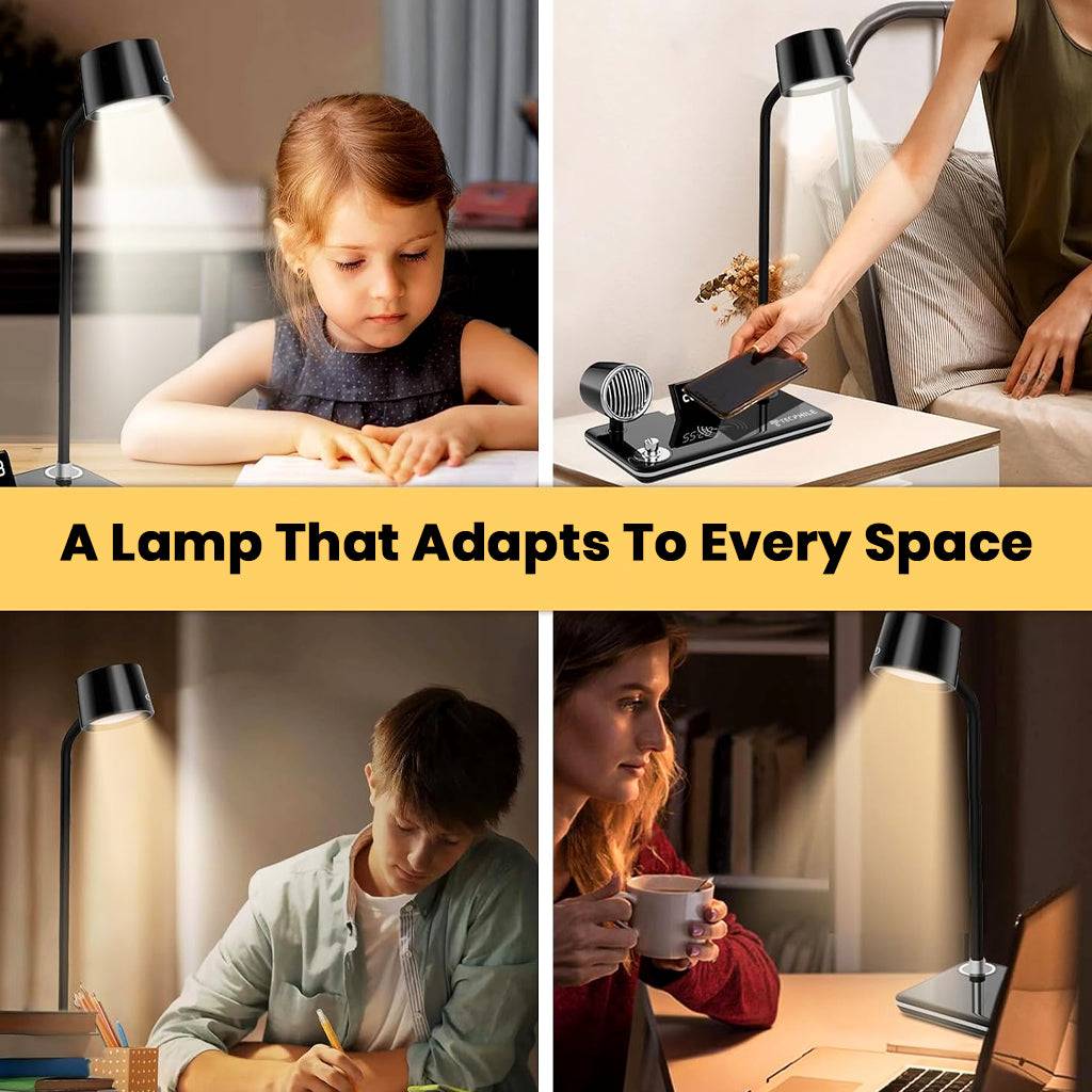 TECPHILE 5-in-1 Study Desk Lamp with Bluetooth Speaker & Wireless Charging - Image 11