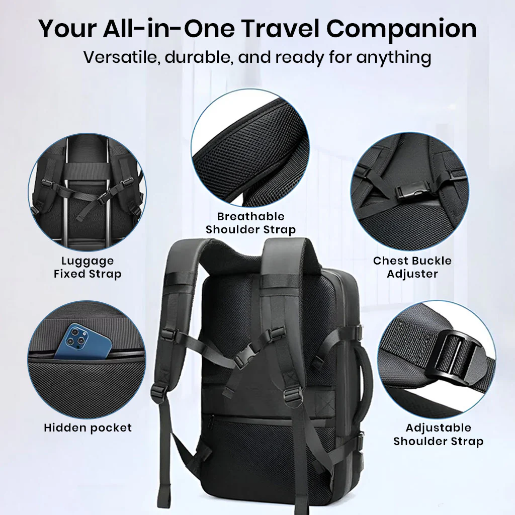 TECPHILE - 8081 Airpack Travel Vacuum Backpack Laptop Bag for Men 22L-45L Expandable - Image 3