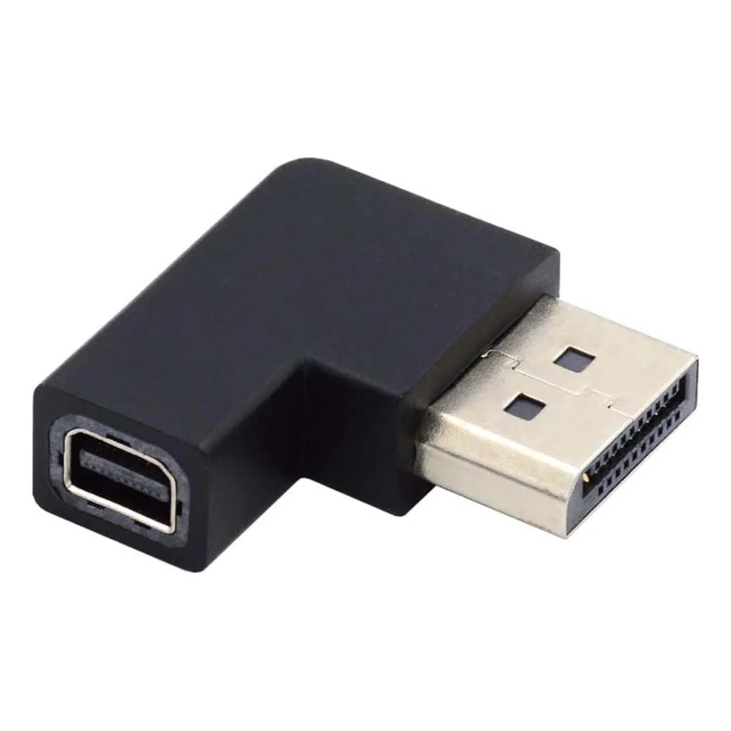 TECPHILE-  8K Mini DisplayPort Female to DisplayPort Male Adapter 90° Angled