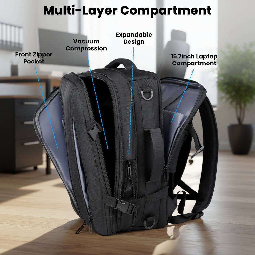 TECPHILE – Airbag Vacuum Backpack 36-55L Expandable Laptop Bag - Image 7