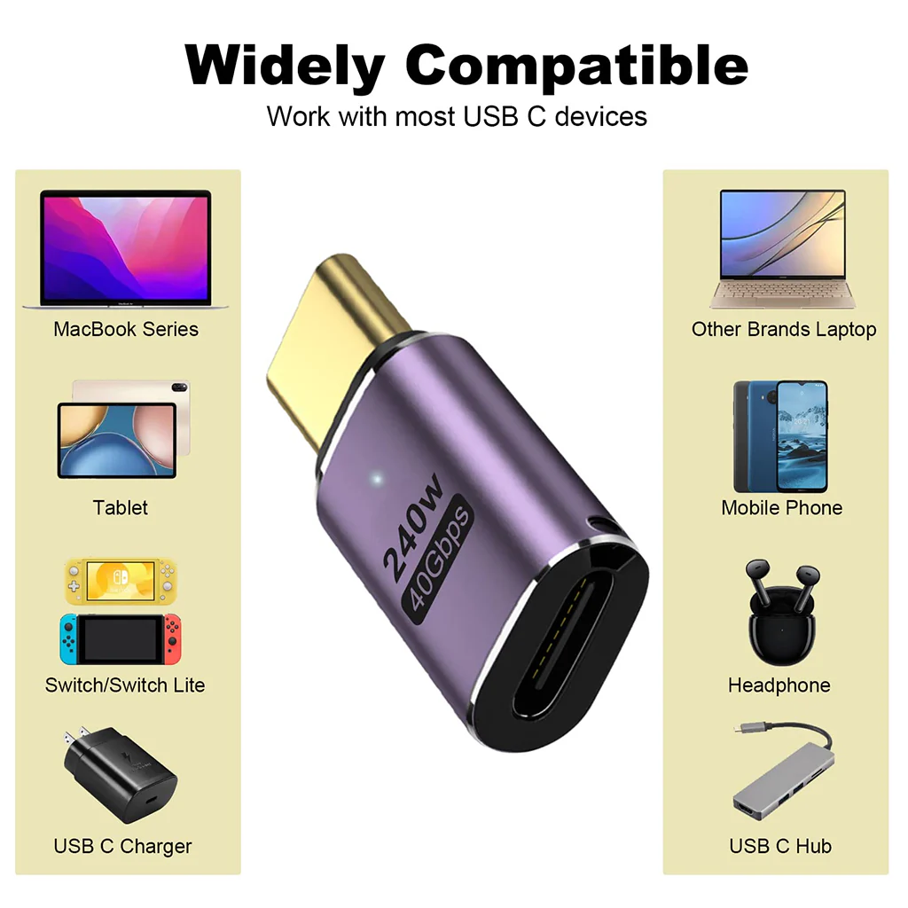 TECPHILE 240W PD Type C Male to Type C Female Adapter - Image 6