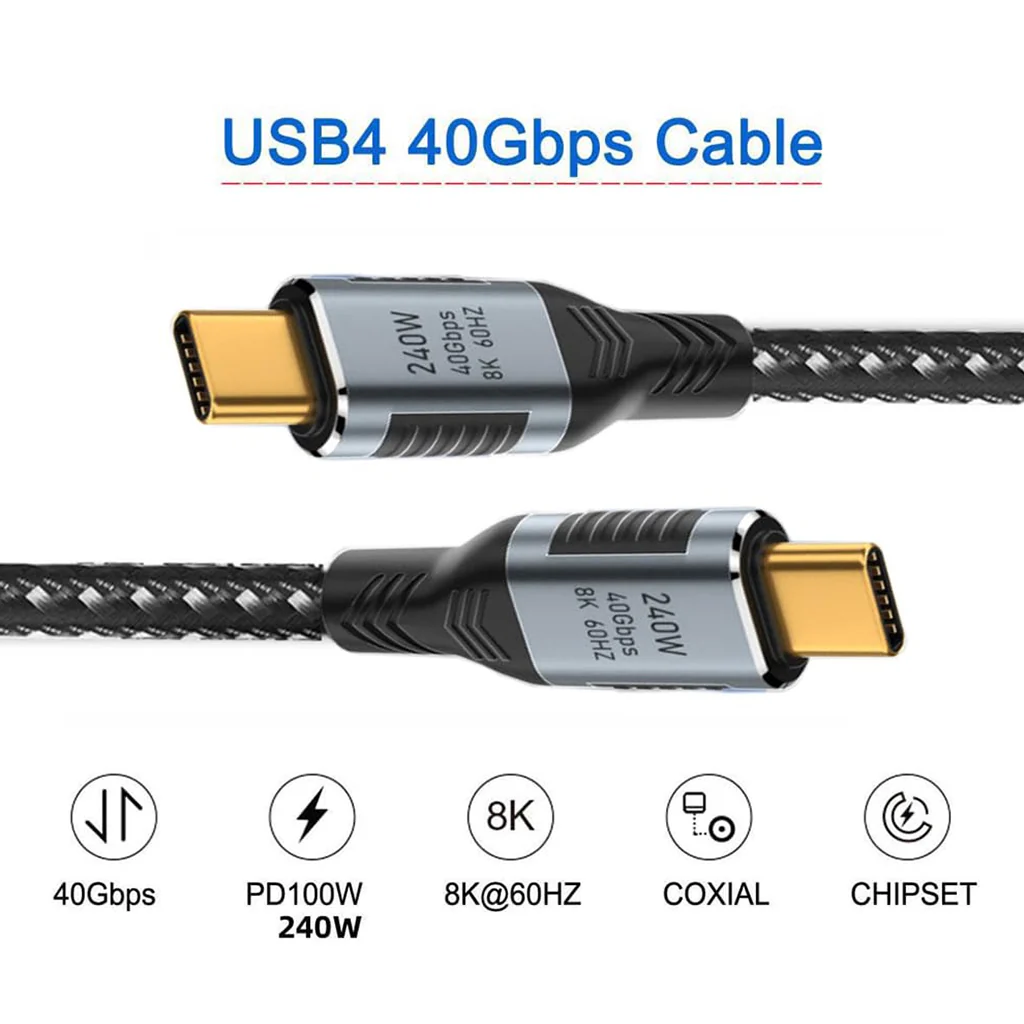 TECPHILE 240W Type C to USB4 C Thunderbolt 4 Cable 8K@60hz, 40Gbps - Image 14