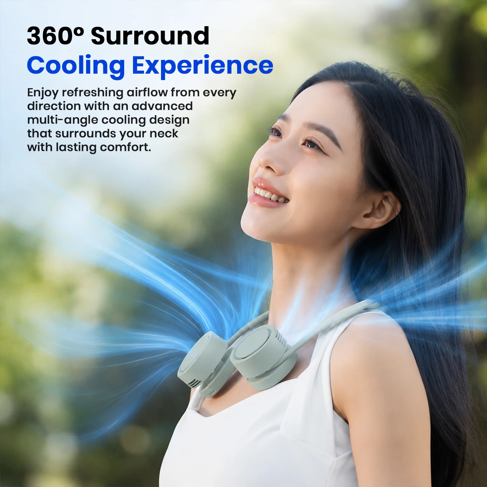 TECPHILE – DQ207Pro Portable Neck Fan with Cooling Mode Hands-Free Bladeless Fan - Image 12
