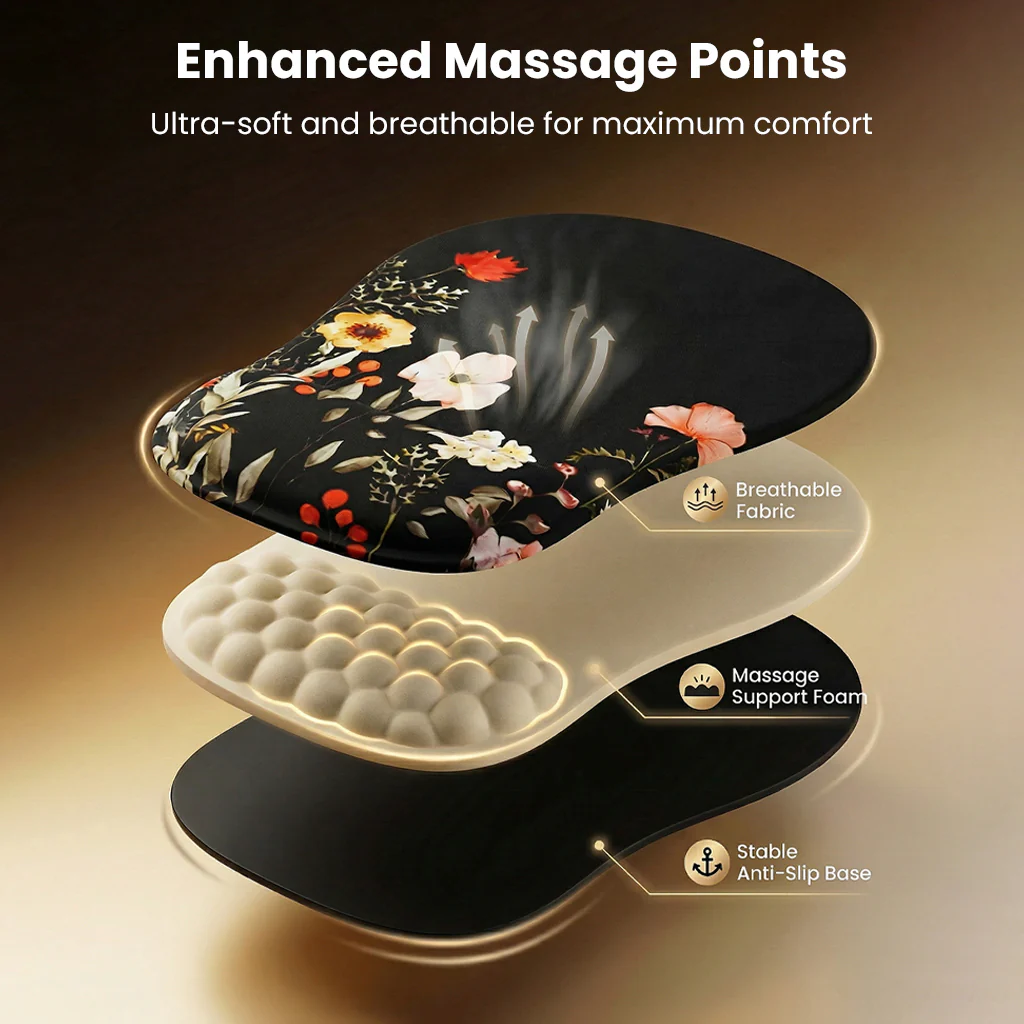 TECPHILE – Floral Ergonomic Mouse Pad Wrist Support with Massage Design - Image 3