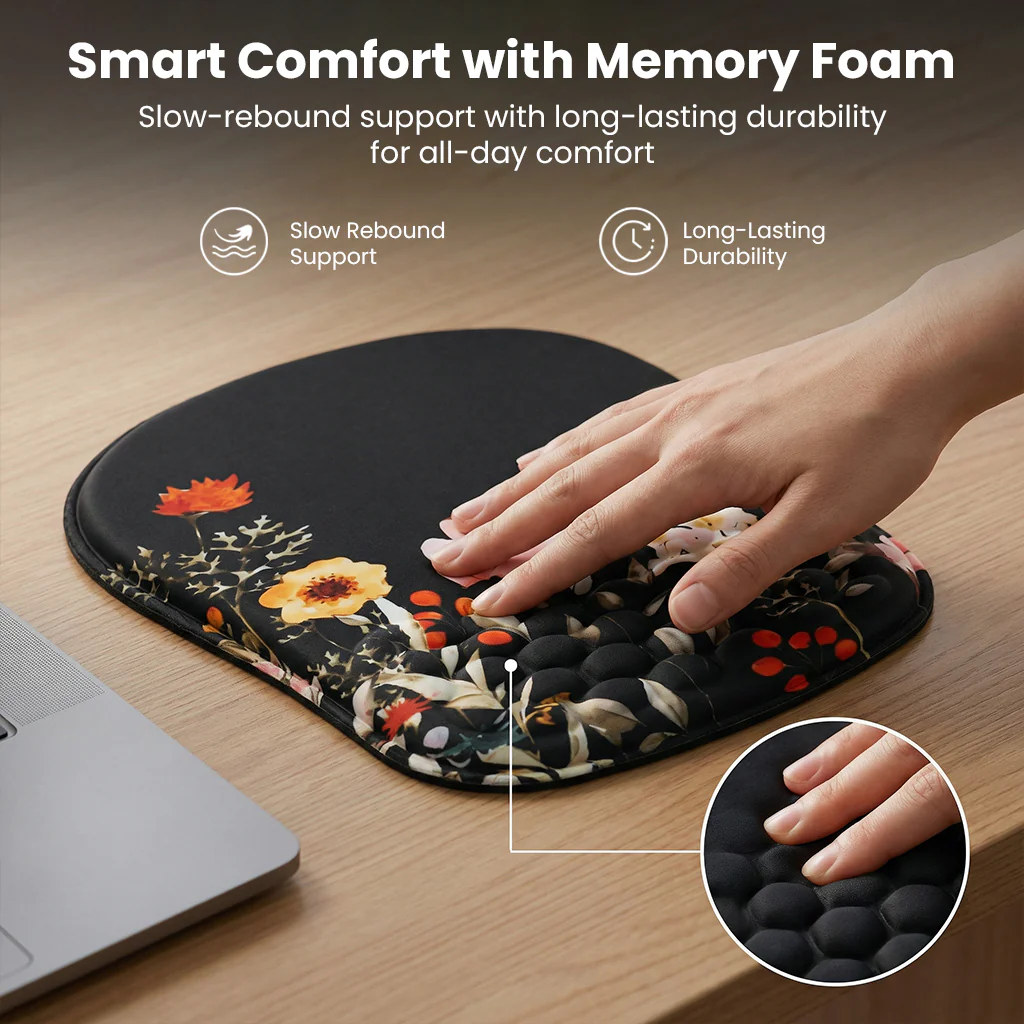TECPHILE – Floral Ergonomic Mouse Pad Wrist Support with Massage Design - Image 8