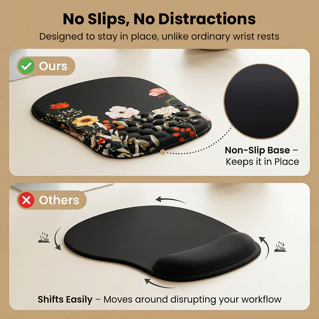 TECPHILE – Floral Ergonomic Mouse Pad Wrist Support with Massage Design - Image 9